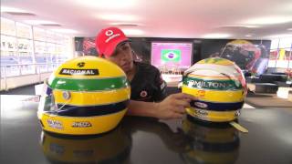 Hamilton explains special Senna tribute helmet BBC F1 2011 Brazilian GP [upl. by Domash789]