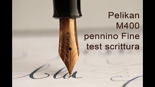 Pelikan M400 stilografica test scrittura  vintage fountain pen F nib [upl. by Grider]