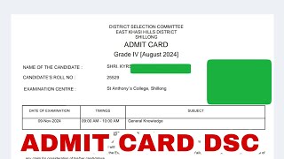 KUMNO BAN DOWNLOAD ADMIT CARD DSC [upl. by Annahc]