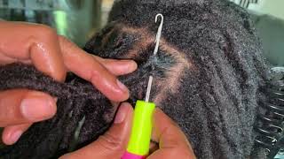 Easy way to interlock locs with a crochet needle [upl. by Ecirbaf]