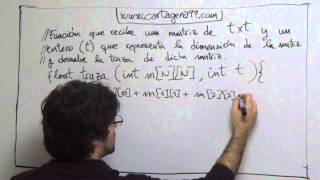 Ejercicio de una función en C que devuelve la traza de una matriz Clase en Academia Cartagena99 [upl. by Eedyah]