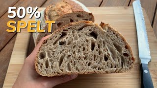 How to Make Spelt Sourdough  50 Whole Grain Spelt [upl. by Fabri]