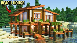 BEACH HOUSE MINECRAFT  How to build cool becah house survivalhouse minecraft [upl. by Hambley201]