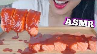 ASMR SALMON SASHIMI WITH FIRE SAUCE NO CRUNCHY EATING SOUNDS NO TALKING  SASASMR [upl. by Zweig]