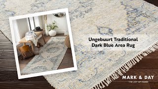 Ungebuurt Traditional Dark Blue Area Rug [upl. by Ardiedak]