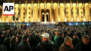 Tens of thousands rally in Georgia to denounce election they say was rigged  AP Explains [upl. by Rosemaria]