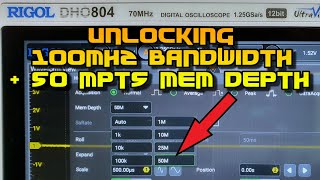 Hacking the Rigol DHO804 fw 101  100Mhz bandwidth 50Mpts memory depth [upl. by Gean]