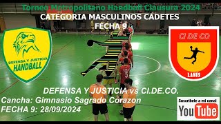 HANDBALL CADETES DEFENSA vs CIDECO 28 9 2024 [upl. by Drofxer]