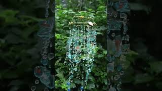 RecycledGlass GlassLidArt BrokenGlassCraft DIYDecor HangingDecor UpcycledArt [upl. by Harvison]