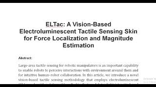 ELTac A Vision Based Electroluminescent Tactile Sensing Skin for Force Localization and Magnitude Es [upl. by Aleafar]