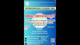 Restoration Revival Fellowship India l Annual Conference 2023  Day 1 [upl. by Llenwahs]