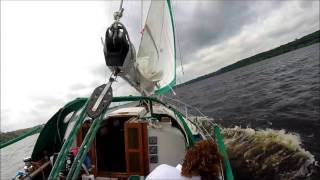 Sailing a Bayfield 32C on the St Croix River in heavy winds [upl. by Neillij]