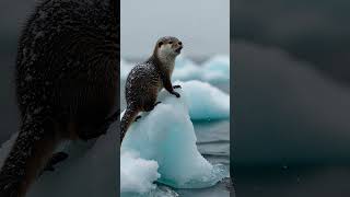 The little otter stayed in the cold sea for a long time and finally found warmth cute otter [upl. by Annamaria]