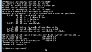 DOS COMMAND TO CONVERT DRIVE FAT32 INTO NTFS WITHOUT LOSING DATA [upl. by Delphina942]