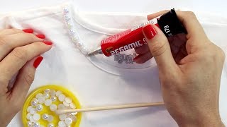 DIY COMO CUSTOMIZAR CAMISETA INFANTIL COM PÉROLAS [upl. by Einafit]