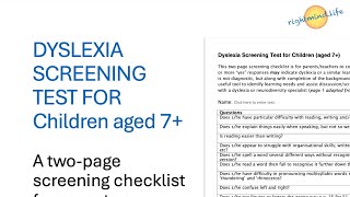 Dyslexia Screening Test [upl. by Nahpets]