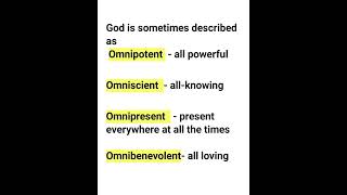 Learn the meaning of Omnipotent Omniscient Omnipresent and Omnibenevolent [upl. by Giacamo]