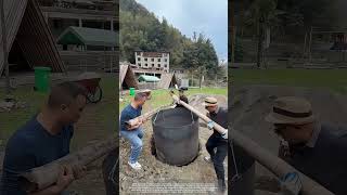 Put A Big Iron Barrel Into The Pit For Roasting Whole Lamb [upl. by Auginahs]