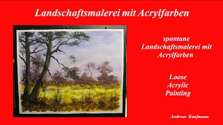 Landschaftsmalerei mit Acrylfarben auf Makulaturtapete 80g  geeignet für Anfänger [upl. by Madalyn]