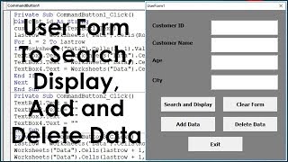 Excel VBA UserForm Search Display Add and Delete Data  Advanced UserForm Example [upl. by Elyk]