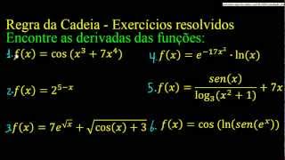 Regra da cadeia  Exercicios resolvidos  Método rápido parte 1 [upl. by Asher]