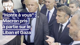 quotHonte à vousquot Emmanuel Macron interpellé sur la situation au Gaza et au Liban [upl. by Soma]