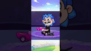 Pink Car vs Black Bike Awesome Race 🌈🏁 cartoon song [upl. by Hairaza84]