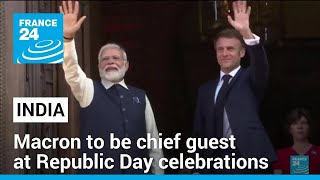 Frances Macron arrives in India to be chief guest at Republic Day celebrations • FRANCE 24 [upl. by Yelrebmik747]