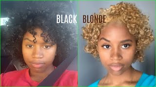 HEALTHY CURLY BLONDE from JET BLACK HAIR 1st time [upl. by Oderfla]