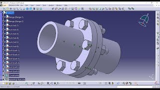 Assembly Design of Flange Coupling usingCatia V5 Tutorial [upl. by Alakam768]