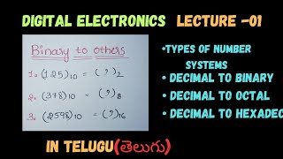 Binary To Decimal  Octal Hexadecimal conversions in  Digital Electronics Part 1 Telugu [upl. by Nahsad]