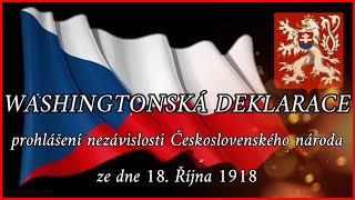 Washingtonská deklarace  prohlášení nezávislosti Československého národa 18 října 1918 warlocorn [upl. by Aitram]