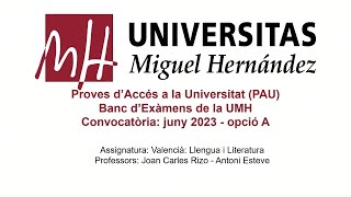 Valencià Llengua i Literatura Juny de 2023  Opció A [upl. by Ancel]