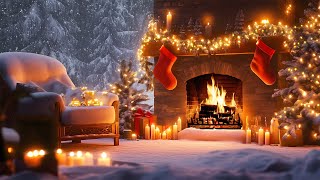 Relaxing Christmas Fireplace Snow Falling🔥❄️Cozy Christmas Fireplace Ambience 🔥 Christmas Wonderland [upl. by Cyprus]