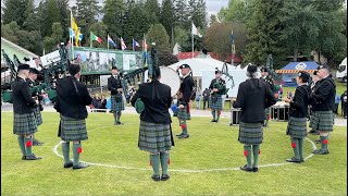 Ballater Pipe Band playing Corriechoillies Welcome in Braemar on eve 2023 Braemar Gathering [upl. by Auop]