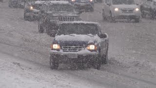 Trucks cars quotdriftquot while others struggle down Interstate 55 during St Louis snowstorm  121619 [upl. by Liebman]