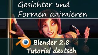 Gesichter und Formen animieren mit Shape Keys  Blender 28 Tutorial deutsch [upl. by Atteuqcaj]