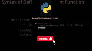 Syntax for creating a userdefined function in Python function shorts python [upl. by Suellen832]