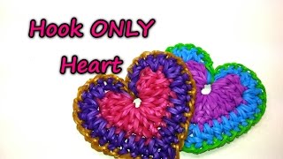 Hook ONLY Heart Tutorial by feelinspiffy Rainbow Loom [upl. by Elysha567]