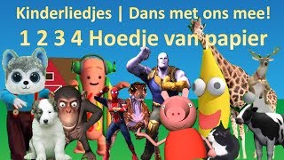 1 2 3 4 hoedje van papier Kinderliedjes Nederlands  Dansen met dieren [upl. by Ahset]