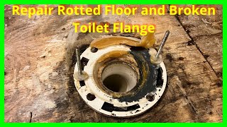 Rotted Bathroom Floor section Repair and Toilet Flange Replacement [upl. by Blain]