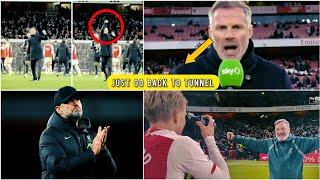 Arteta copies Klopp with his iconic Fist celebration amp Carragher gets angry on Odegaard [upl. by Nealey]