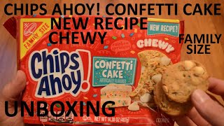 Unboxing Chips Ahoy Chewy Confetti Cake Cookies New Recipe Family Size [upl. by Fabria]