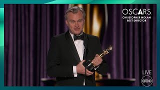 Christopher Nolan Wins Best Director for Oppenheimer  96th Oscars 2024 [upl. by Samal]