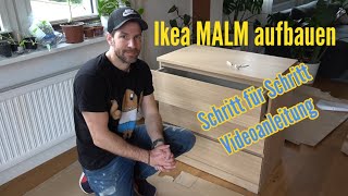 Ikea Malm Kommode aufbauen zusammenbauen Schritt für Schritt Aufbau IKEA MALM montieren Anleitung [upl. by Enyaht]