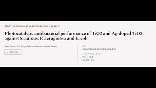 Photocatalytic antibacterial performance of TiO2 and Agdoped TiO2 against S aureus  RTCLTV [upl. by Herve395]