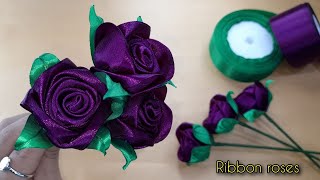 Easy to make roses  ribbon roses  satin ribbon roses  rose making ideas [upl. by Kenon]