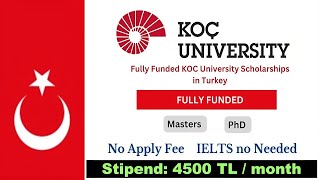 KOC University Turkey Scholarship 2024  No IELTS  Step by Step Online Application Guide [upl. by Anoyk]