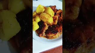 Oven Baked Potatoes and Chicken With Plantain foodcookingshorts [upl. by Oidivo]