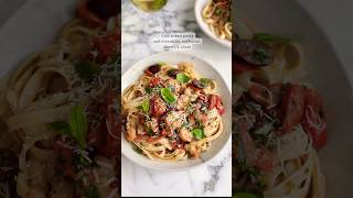 Easy prawn pasta with tomatoes olives capers and anchovies recipe [upl. by Doomham]